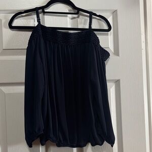 by & by Navy Blue Smocked Women's Blouse